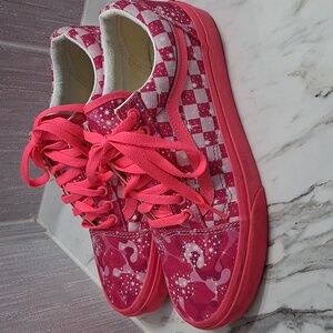Vans Neon Hot Pink Checkers Sneakers Star Camo